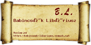 Babincsák Libériusz névjegykártya